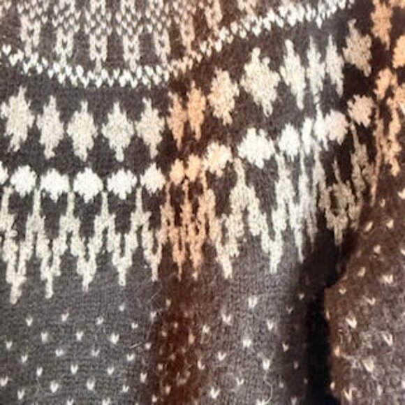Eddie Bauer Women’s Wool Blend Nordic Fair Isle Sweater Black Ivory Size Large - Picture 5 of 13